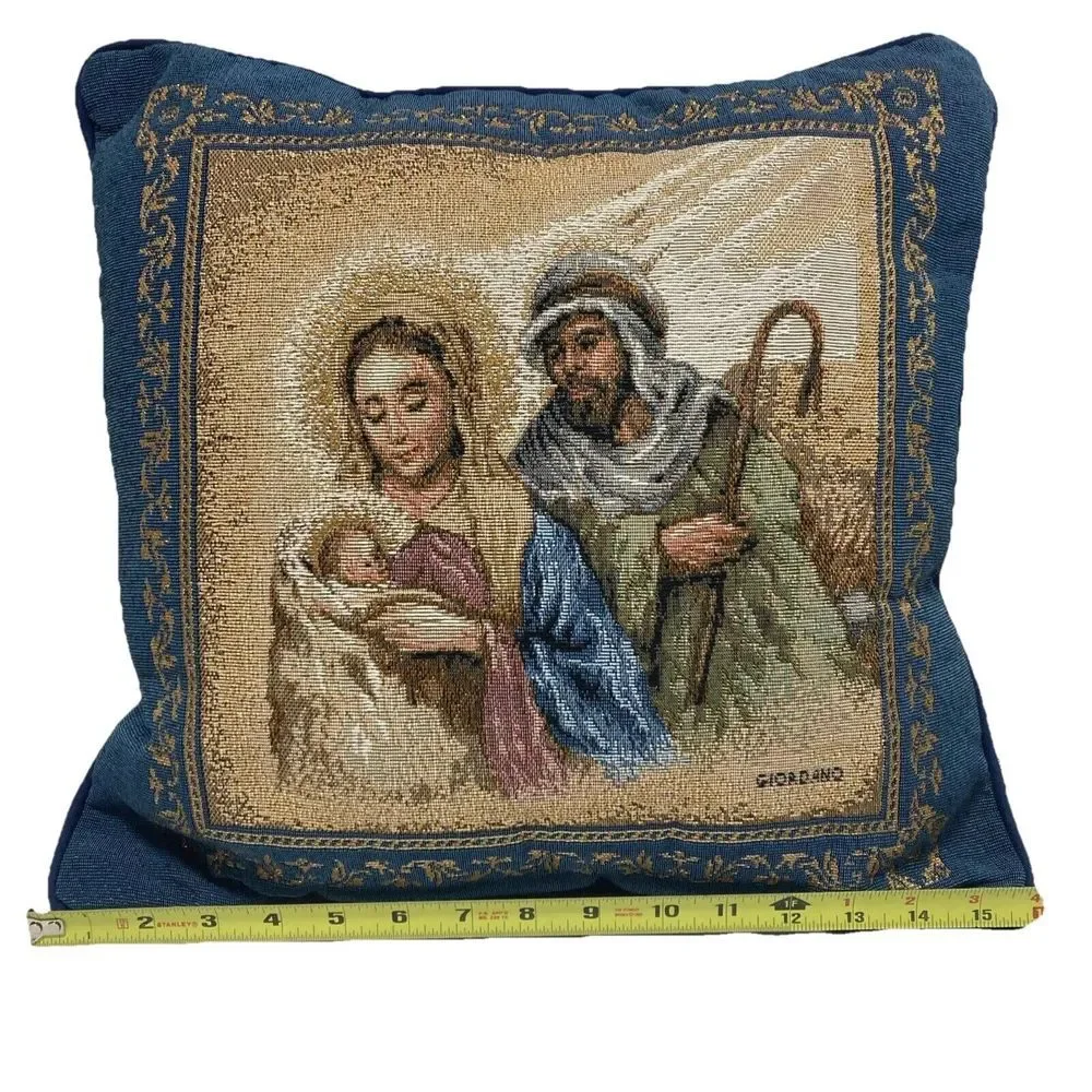 Riverdale Christmas Decorative Tapestry Throw Pillow Baby‎ Jesus Mary & Joseph